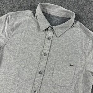Vuori Ace Shirt Mens Small Grey Short Sleeve V183 Performance Knit Button Up